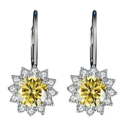 (yellow, 1ct*2) Bague Ringen Sterling Silver Earrings For Women Carat Vvs Moissanite Wedding Lux