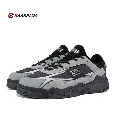 (light grey, 45) Baasploa Men Casual Shoes New Fashion Walking Sneakers Waterproof Shoes Comfort