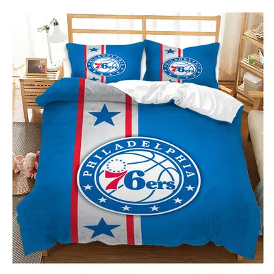 (King-240x220cm, 6) NBA Basketball Bedding Single Double Down Kids Quilt Cover Pillowcase Set