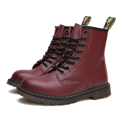 (Red, UK 4.5=EUR 39) Women Retro Boots Classic Leather Ankle Boot Shoes