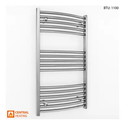 (600 x 900mm (BTU: 1100)) Curved Chrome Bathroom Designer Towel Radiator