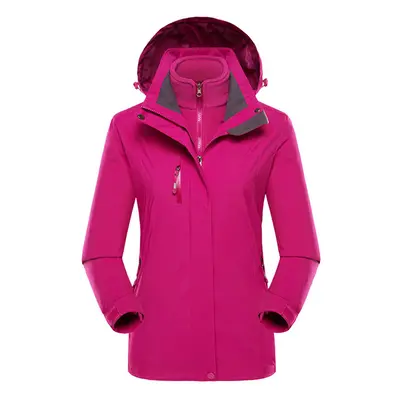 (Purple, L) Classic in Waterproof Windproof Jacket Hardshell Jacket with Fleece Lining