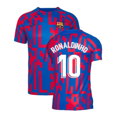 (S) Barcelona Pre-Match Training Shirt (Blue) (RONALDINHO 10)