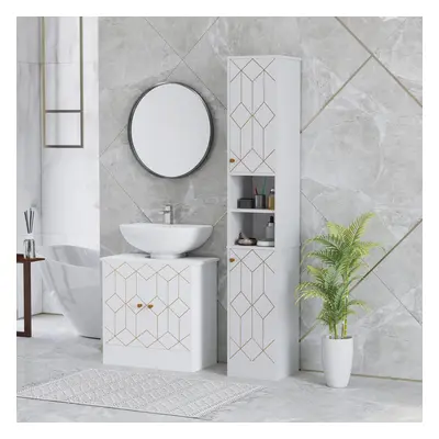 HOMCOM Slim Bathroom Storage Unit, Bathroom Cabinet with Doors, White