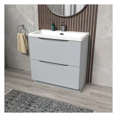 Nes Home Modern Matte Grey 800mm Floorstanding Basin Vanity Unit