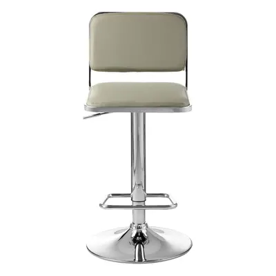 Light Grey Seat and Chrome Base Bar Stool, Adjustable Height Kitchen Bar Stool, Footrest Swivel 