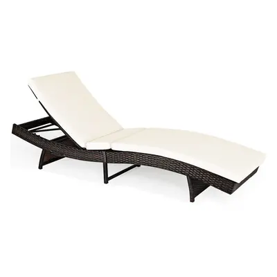 Patio Rattan Chaise Lounge Chair Folding Reclining Wicker Chair