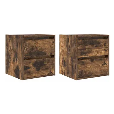 vidaXL Wall-mounted Bedside Cabinets pcs Smoked Oak 38x34x40 cm