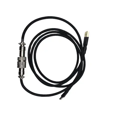 (Black) Aviation Plug Mechanical Keyboard Data Cable Connector GH60 Mini USB Interface