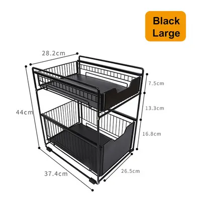 (Black, L) Bathroom Storage Rack Fridge Side Shelf Layer Removable Kitchen Bathroom Organizer Sh