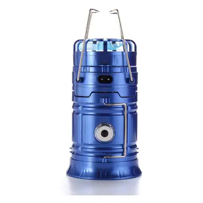 (Blue, 2) Portable Camping Tent Cool Fan Lantern LED Solar Rechargeable Tent Night Flashlight La