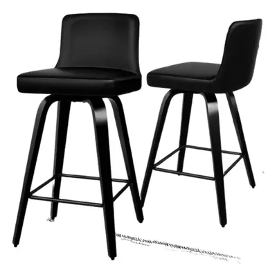 ALFORDSON 2x Swivel Bar Stools Bailey Kitchen Wooden Dining Chair ALL BLACK