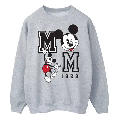 (L, Sports Grey) Disney Mens Jump And Wink Mickey Mouse Sweatshirt