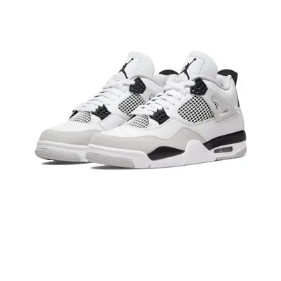 (UK5.5) Air Jordan Retro Military Black Men's AJ4 White Grey