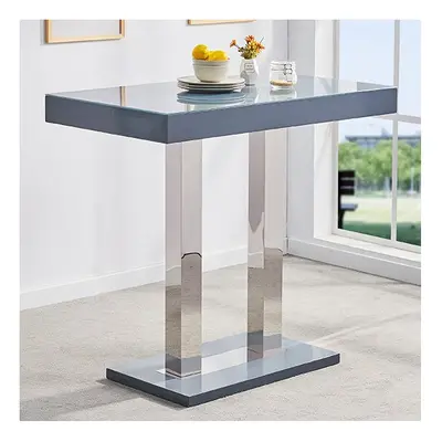 Caprice High Gloss Bar Table Rectangular Glass Top In Grey