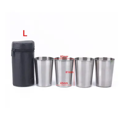 (170ML) Outdoor Camping Cup Tableware 30ml/70ml/170ml Travel Cups Set Stainless Steel Cover Mug 