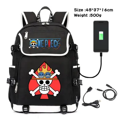 Anime One Piece Luffy USB Backpack Student Black Schoolbag Men Travel Laptop Bag-as the picture