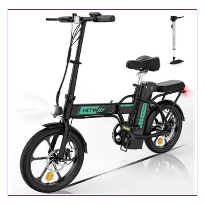 BK5 Electric Folding Bike 16" Fat Tire, 8.4Ah 250W 36V e-Bike Black