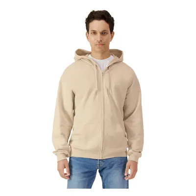 (XXL, Sand) Gildan Mens Softstyle Fleece Midweight Full Zip Hoodie