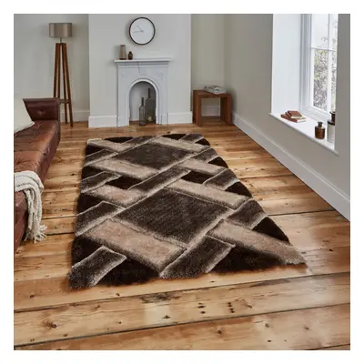 (120x170cm) Noble House Rugs NH in Beige Brown Geometric Textured 3D Effect Hand Carved Mats