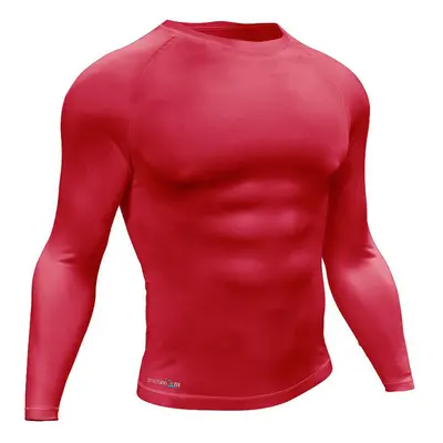 M - RED Adult Long Sleeve Baselayer Compression Shirt - Unisex Training Gym Top