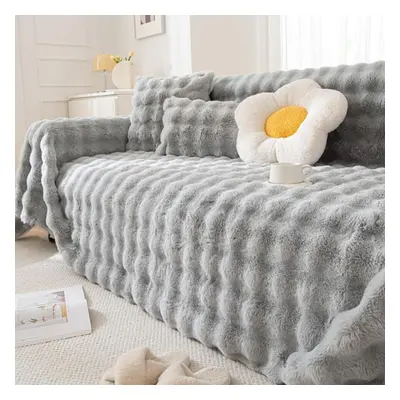 (light grey, 180*280cm) Winter Thicken Plush Sofa Towel For Living Room Nordic Universal Sofa Co