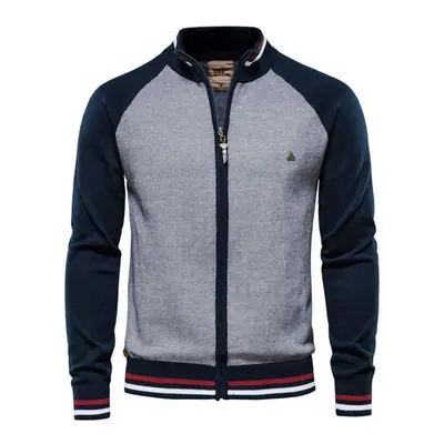 (navy, 82-90 kg) Aiopeson Cotton Zipper Cardigan Men Casual High Quality Sweater Men Winter Fash