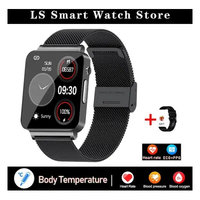 (black, mesh belt) New Smart Watch Men Three High Laser Healthy Heart Rate Blood Pressure Measur