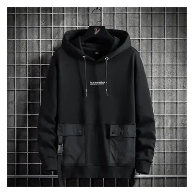 (black, 7XL) Black Mens Hoodies Street Hip Hop Fashion Sweatshirts Men Casual Hooded Long Sleeve