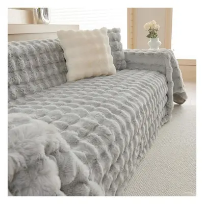 (light grey, 180*380) Winter Soft And Comfortable Bubble Rabbit Plush Sofa Towel Simple Modern S