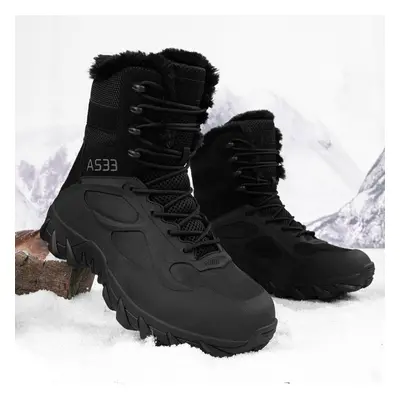 (black, 38) Mctin Men&apos;s Plush Platform Shoes Winter Keep Warm Climbing Shoes Female Waterpr