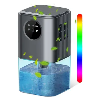 (Silver-1700mL) Smart Dehumidifiers with Color LED Light, 8/12/24H Timer, 44dB Ultra-Quiet, Ener