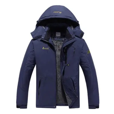 (navy blue, XXL) Winter Jacket Men Plus Velvet Warm Wind Parka 6xl Plus Size Black Hooded Winter