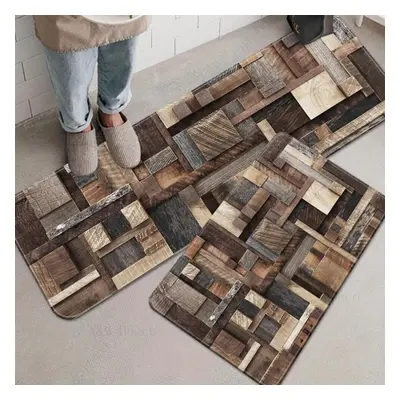 (160*200cm) 1pcs Log Board Printed Kitchen Floor Mat Household Carpet Non-slip Door Mats Rug, Ki