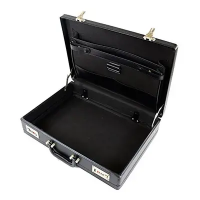 Mens Professional Leather Look Executive Black Briefcase with Combination Locks