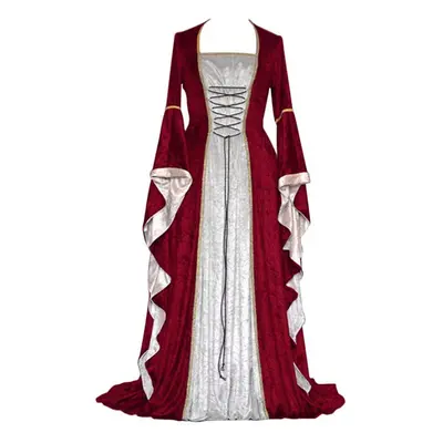 (wine, L) Women&apos;s Vintage Floor Length Gothic Cosplay Dress