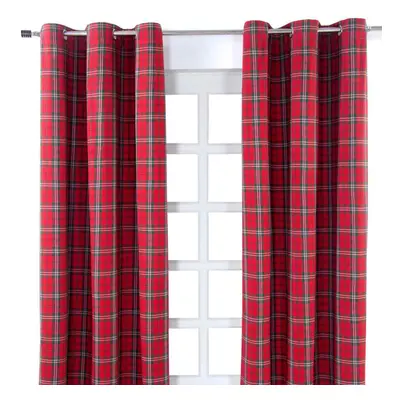 (W 137cm x Drop 182cm) Edward Tartan Check Ready Made Eyelet Curtain Pair