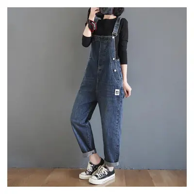 (blue, M) Danmo Spring Summer Denim Jumpsuits Women Casual Denim Overalls For Women Ankle-length