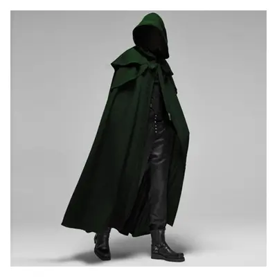 (green, XXL) Cosplay Medieval Men Costumes Knight Pirate Prince Gothic Retro Hooded Cloak Capes 