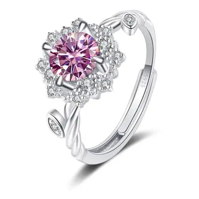 (pink, 1ct adjustable) Bague Ringen Round 8h8a Vvs D Color 1ct Moissanite Ring S925 Sterling Sil