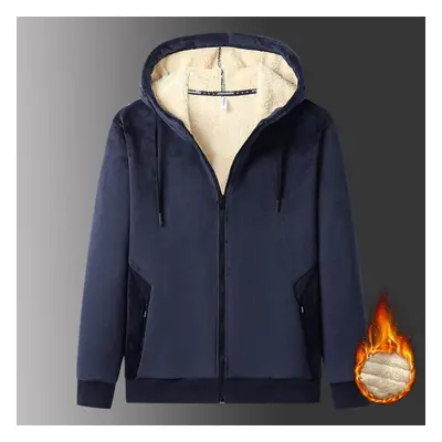 (blue, 8XL) Autumn Winter Mens Lamb Cashmere Hoodie Men Fleece Jacket Male Sweatshirts Canary Ve