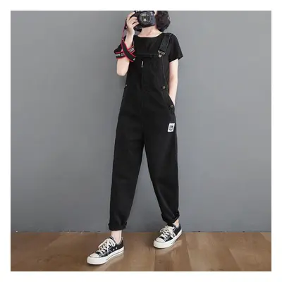 (black, S) Danmo Spring Summer Denim Jumpsuits Women Casual Denim Overalls For Women Ankle-lengt