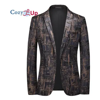 (dark brown, XL) Cozy Up Men&apos;s Floral Party Dress Suit Stylish Dinner Jacket Wedding Blazer