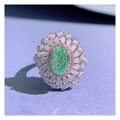 (7) Flower Emerald Diamond Ring 100% Real Sterling Silver Party Wedding Band Rings For Women Men