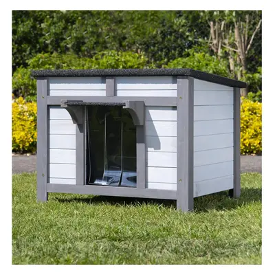 (Large, Grey) Large Wooden Hide House Cat Rabbit Guinea Pig Tortoise Shelter Shade Ducks Hide Hu