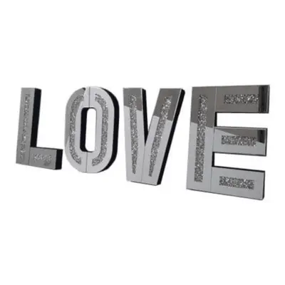 Mirrored Diamond Crushed Crystal Mirror Diamond LOVE Letters Wall Art