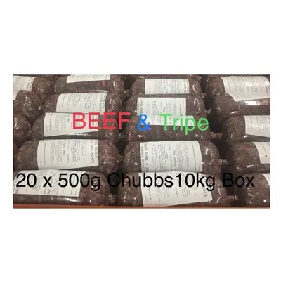 Dog Food BEEF & TRIPE x 500g bags/Blocks 10kg RAW Frozen