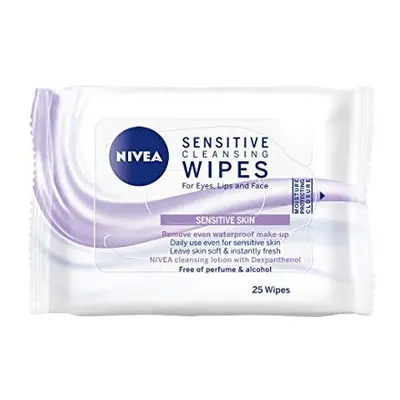 NIVEA Sensitive Cleansing Wipes, Pack of (6 x wipes), Sensitive Skin Make-Up Wipes with Vitamin 