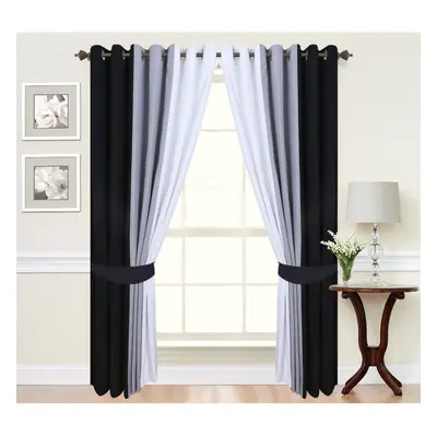 (52"wide x 72"drop) Eyelet Curtains Ring Top lined ready made Tone Black Grey White