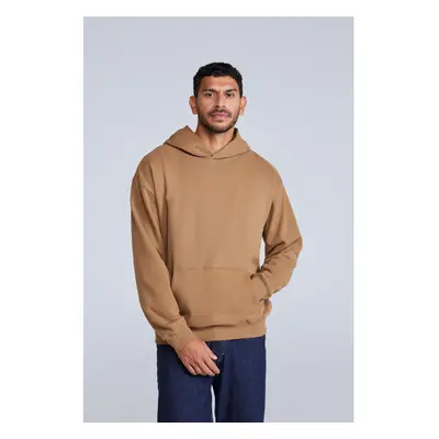 (M, Tan) Animal Mens Icon Organic Drop Shoulder Hoodie